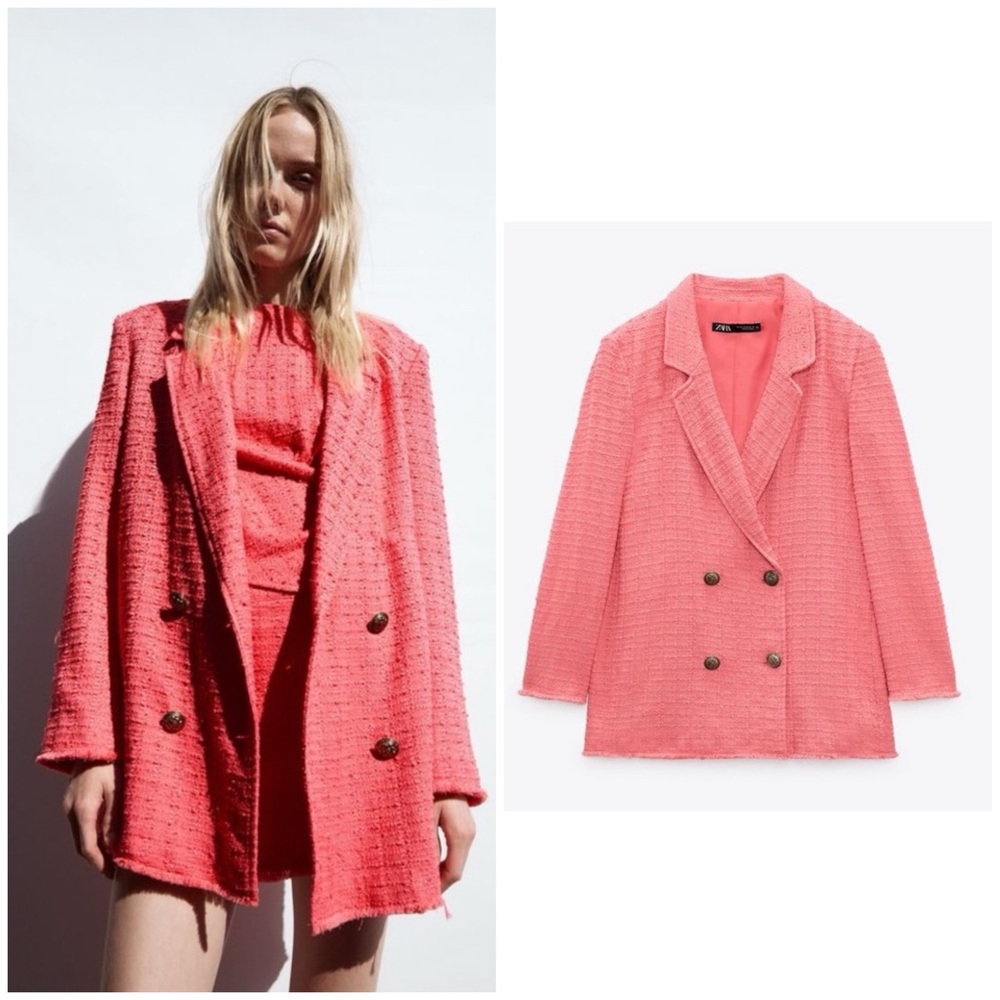 Brand New ~ ZARA ~ Textured Double Breasted Blazer